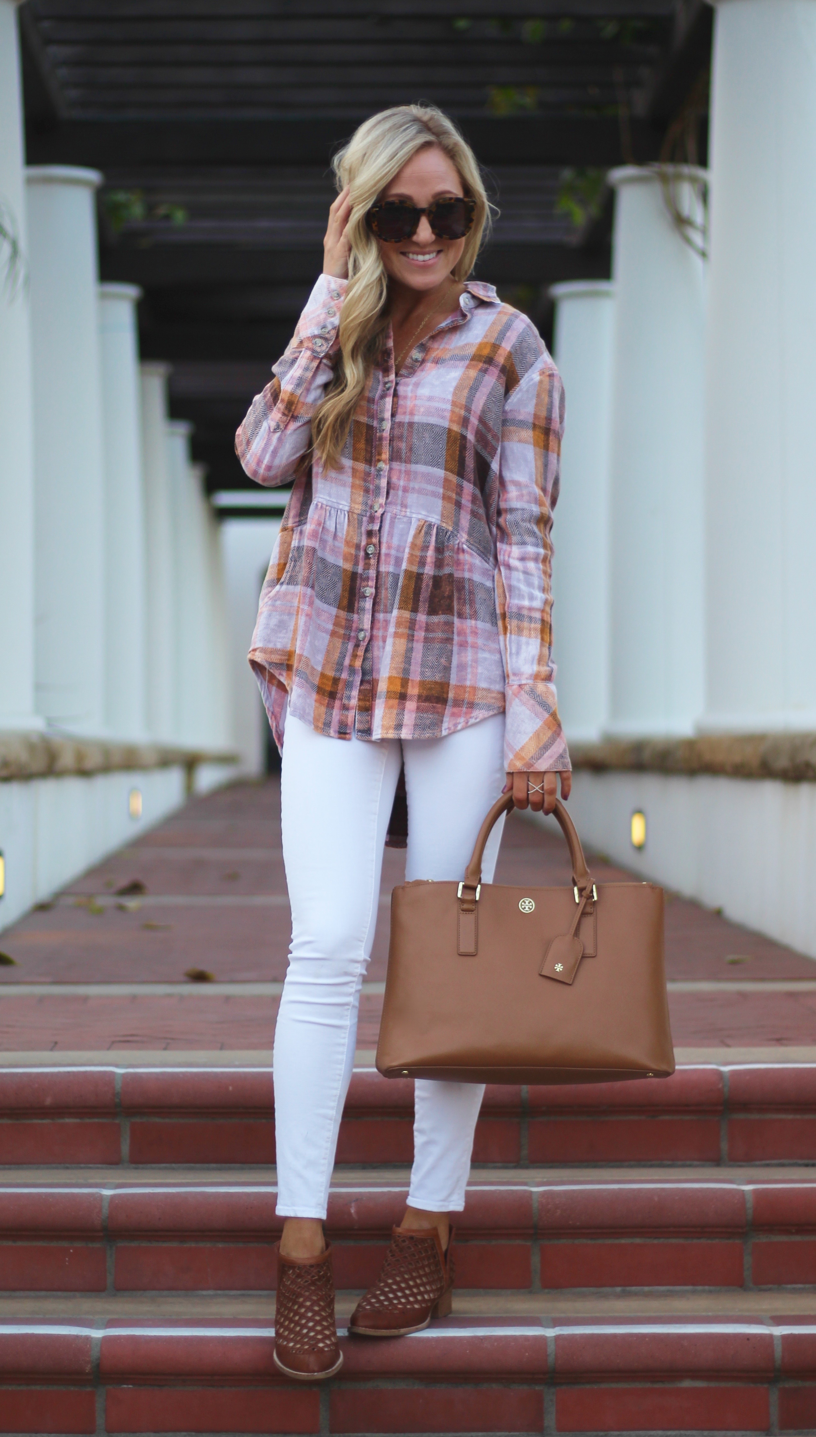 PRETTY PINK PLAID WITH POCKETS + PEPLUM - Torey's Treasures