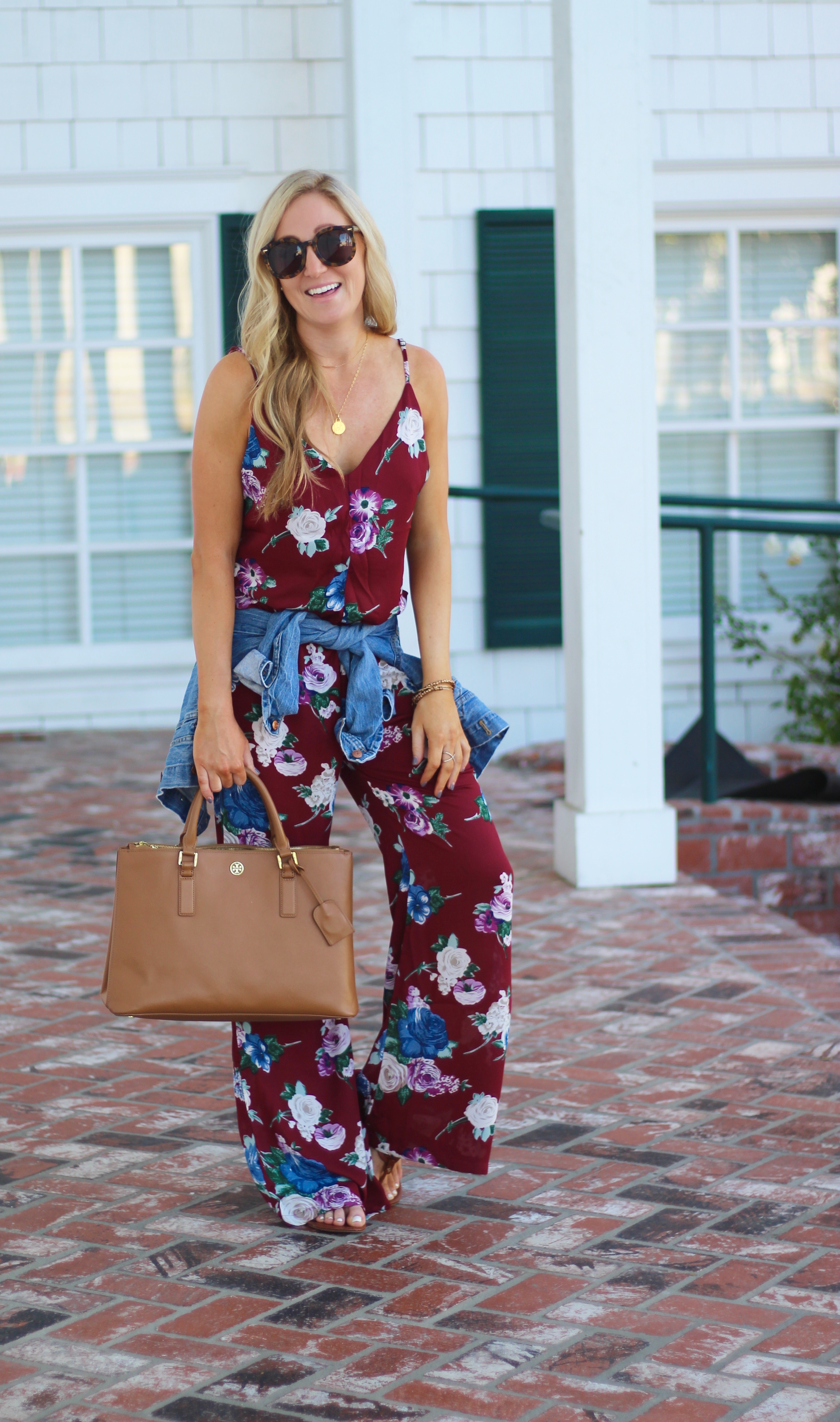 maroon floral jumpsuit